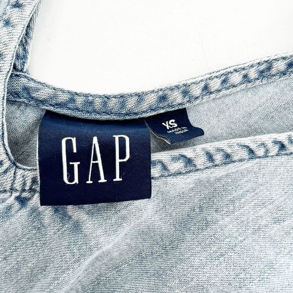 Gap Denim Tiered Tank Top Womens Size XS Blue V Neck Pullover Organic Cotton - Picture 4 of 6